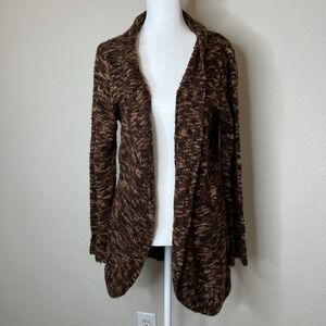 Women's St Johns Bay Open Front Cardigan Knit Sweater Red Brown Boho Grunge Med